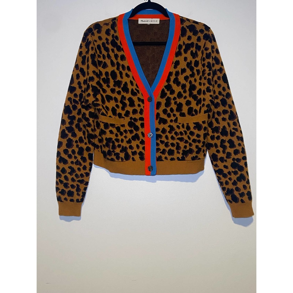 Leopard Print Sweaters Madewell x Kule Sinclair cropped Cardigan size M